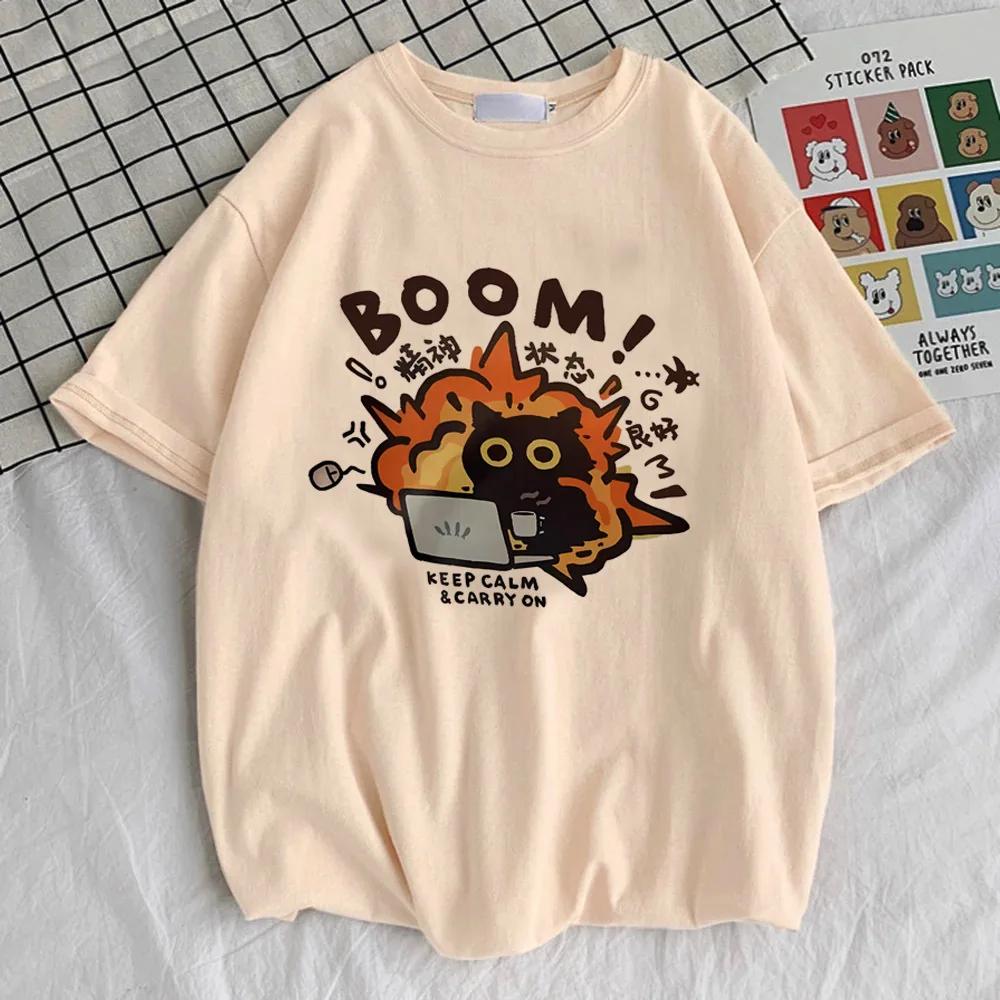 Cartoon Cat Tshirt Girl Comfortable Pastel Punk Gothic T-shirt Pastel Grunge Streetwear Anime Classic Y2k