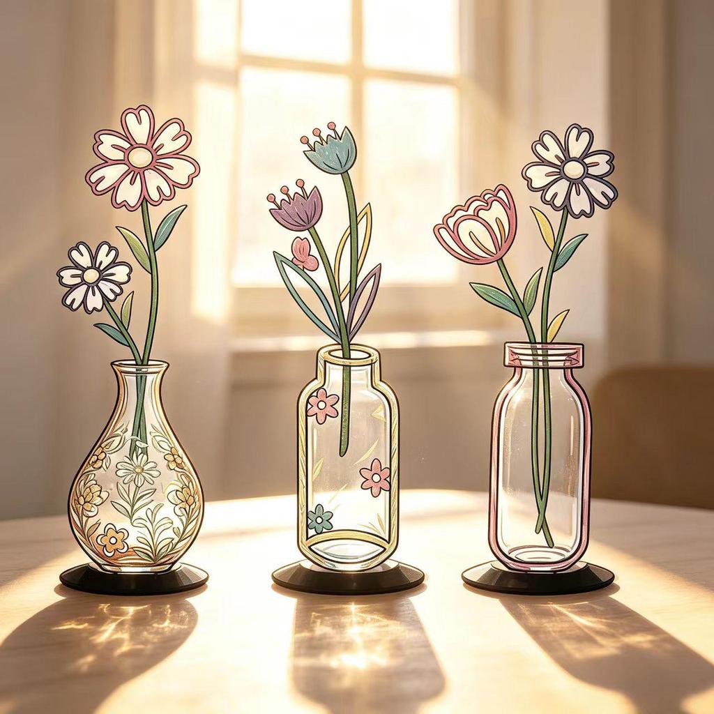 Creative Silhouette Wrought Iron 3-Piece Vase Set: Desktop Flower Ornaments