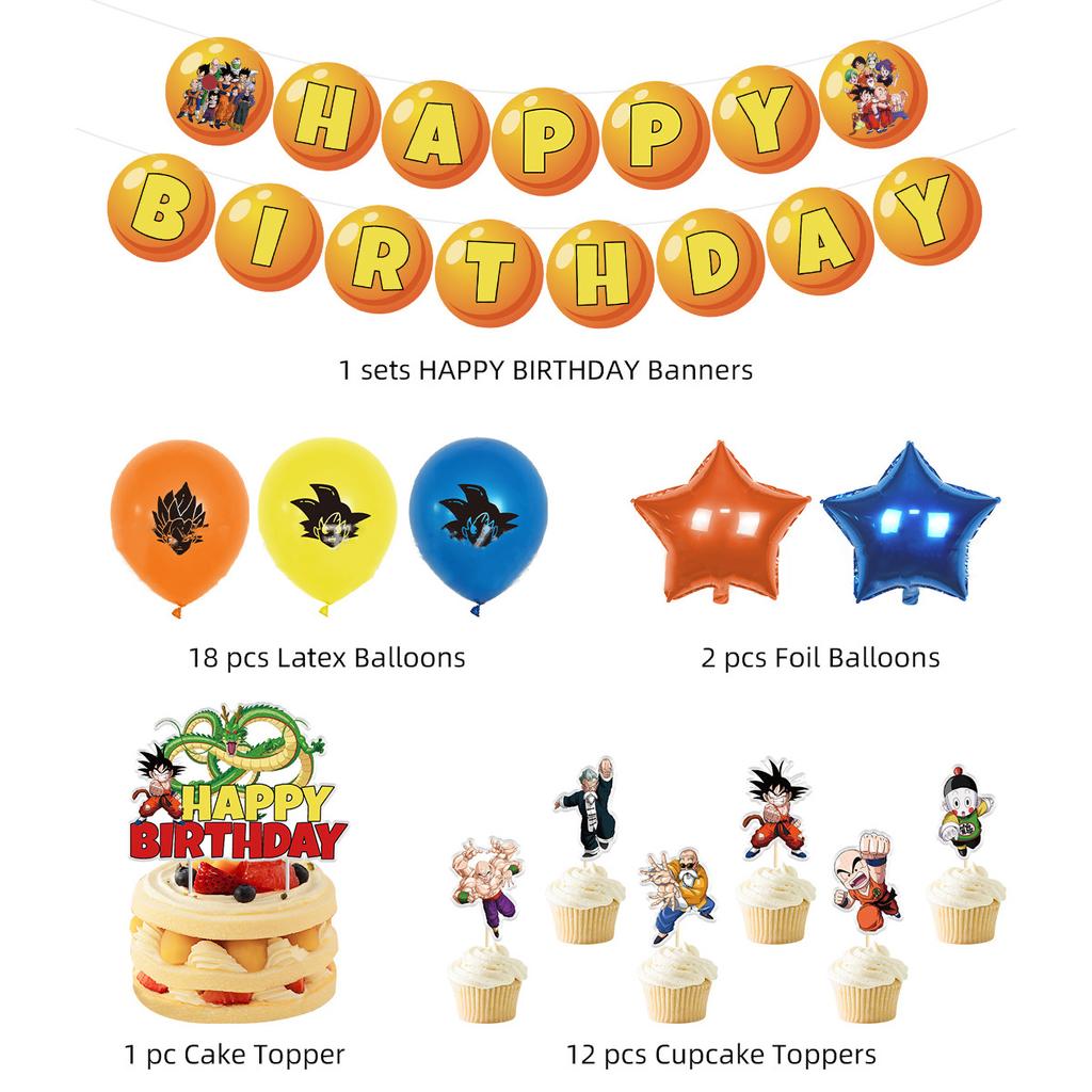 Banner De Cumpleaños De Dragon Ball Goku Super Saiyan, Decoración