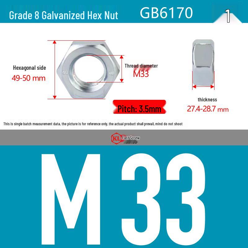 Galvanized Hex Nuts, Flat Washers, Spring Washers in M2-M48, Blue and White Zinc Coated