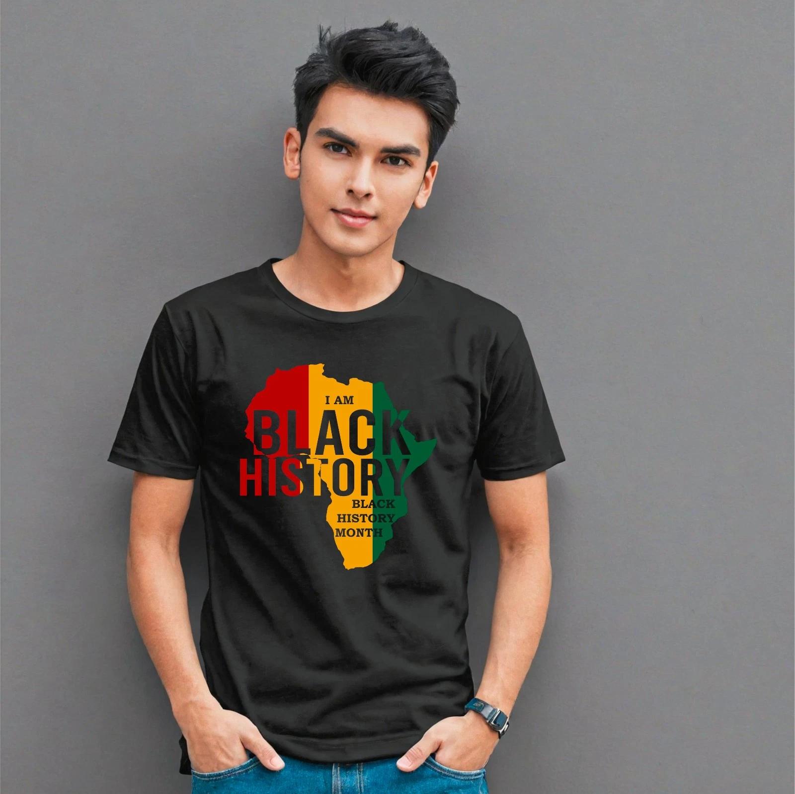 I Am Black History Month T-Shirt, African Map Juneteenth Cool Mens Womens Tee 2XL