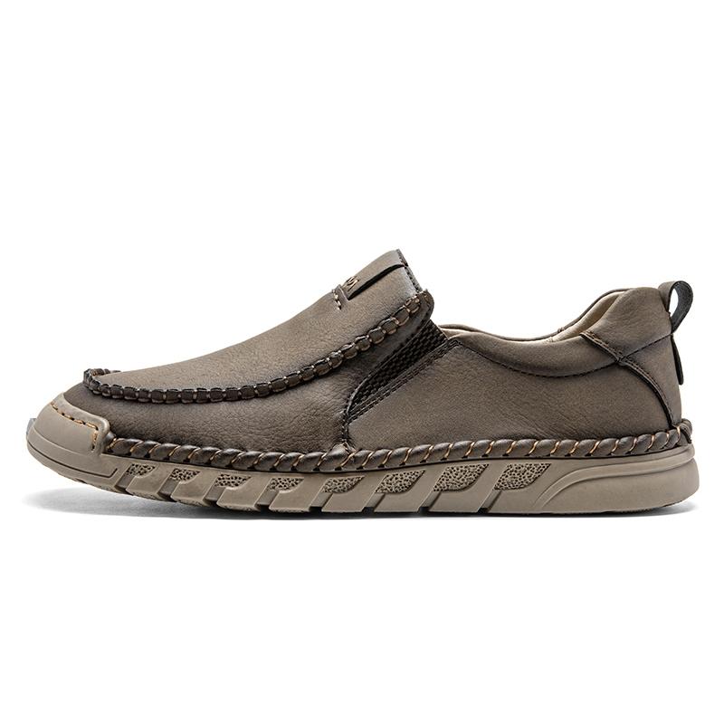 Breathable Casual Leather Shoes Split Leather Soft Bottom Shock absorbing Men's Loafers Classic Hand stitched Men's Shoes