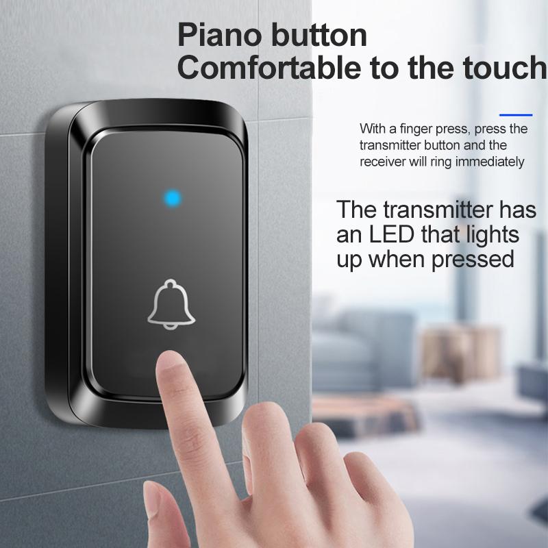 Smart Wireless Doorbell Family Door Bell Chime Kit 300M/1000Ft Long Distance 60 Songs Intelligent Doorbell Kit US EU Plug