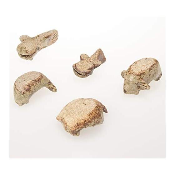 Marui Pottery Shigaraki Ware Hechimon Chopstick Rest Set (5 Pieces) - Five Types of Fish: Pufferfish, Ocean Sunfish, Mudskipper, Catfish, Flounder