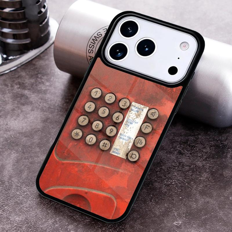 Retro Red Payphone Vintage Payphone Phone Case for iPhone 17 16 15 Pro Max Air 14 13 12 11 Plus Shockproof Capa Cover