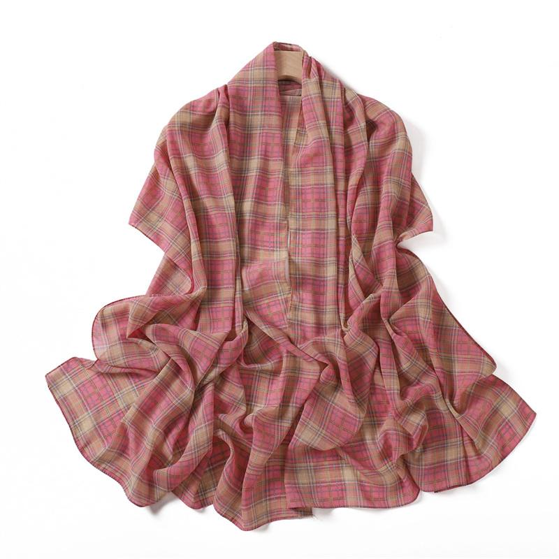 175*70CM New Plaid Print Islam Long Chiffon Scarf Wrapped Scarf Muslim Women's Hijabs Shawl Ramadan Female
