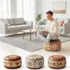 Boho Pattern Ottoman Pouf Fillable Design Large Opening Storage Ottoman PU Leather Water Resistant Footstool Cover Living Room