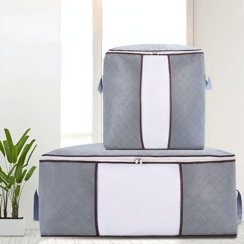 1/2/3/4pc Foldable Bamboo Charcoal Quilt Storage Bag Clothes Sweater Blanket Organizer Box Storage Bag Household Organizations
