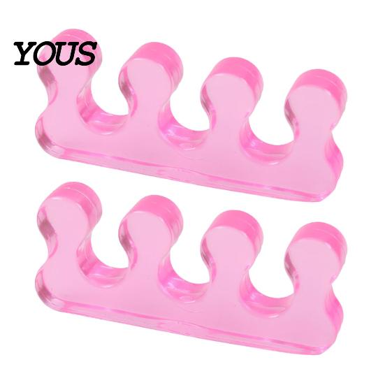 Manicure Toe Separator 1 Pair for Overlapping Toes, 3-Hole Blue Gel Bunion Corrector, Straightener Silicone Soft SEBS Foot Spacer Hallux Valgus, Women