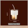 Glass Sipper Cups Reusable Spill-Proof Drinking Cups with Lid Straw for Birthday Party Travel Xmas Juice Mug Water Bottle Cups