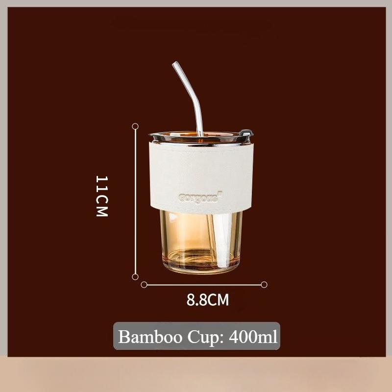 Glass Sipper Cups Reusable Spill-Proof Drinking Cups with Lid Straw for Birthday Party Travel Xmas Juice Mug Water Bottle Cups