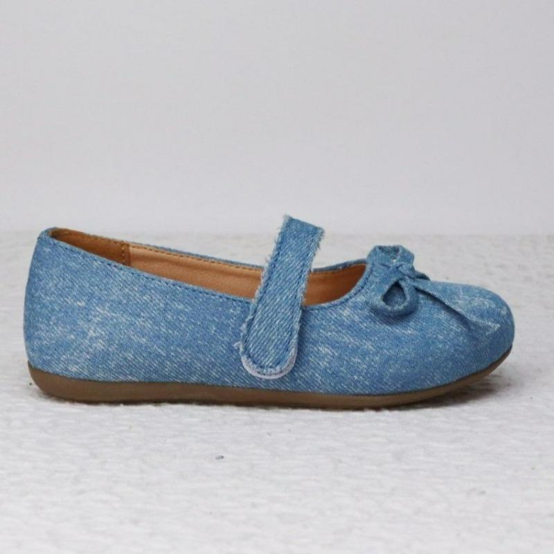 Mädchen Lederschuhe für Party Hochzeit Kinder Denim Stoff Prinzessin Schuhe Runde Zehen Kinder Flache Prinzessin Schuhe mit Fliege