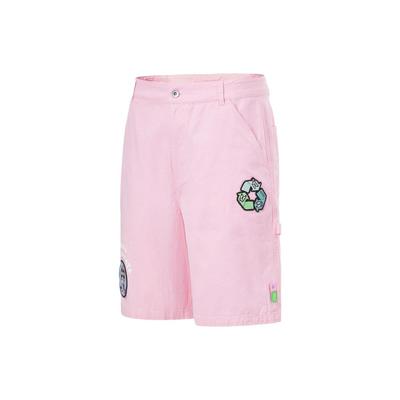 Li Ning X Steven Harrington Cartoon Embroidered Patch Casual Shorts Men Shorts Light-Pink AKST045-3