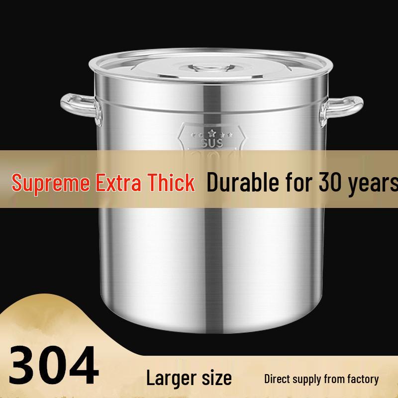 Stal Nierdzewna 304 Bardzo Gruba Garnek do Zupy z Pokrywką - Duża Pojemność Garnek do Rosół i Przechowywanie Oleju/Ryżu do Użytku Domowego lub Komercyjnego