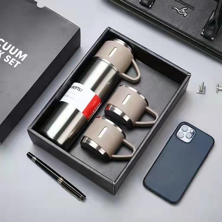 304 Stainless Steel Insulated Cup Gift Set with Three Lids - Custom Logo Available