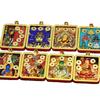 Tibetisches Thangka-Goldhalskette mit Münzanhänger mit den Fünf Kaisern und Gelbem Jambhala für Reichtum und Wohlstand.