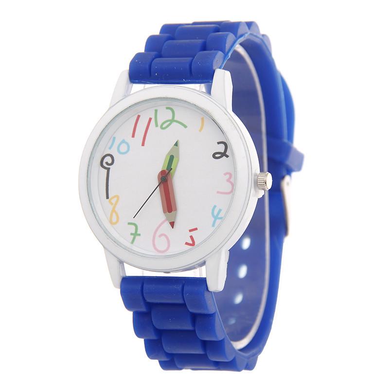 Korean Style Cute Student Quartz Watch with Colorful Numbers and Silicone Strap