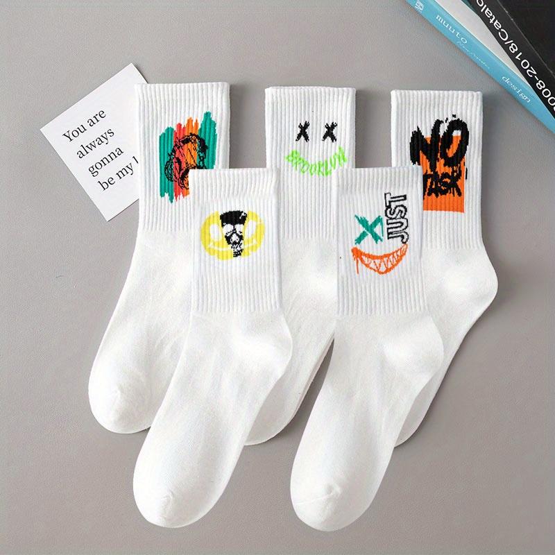 Multi-Size Men's Socks Black and White Long Tube High-Cut Versatile Student Style Autumn/Winter Sports Socks