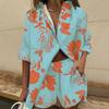 Summer Summer Set for Women, Fashionable and Casual, with Age-defying Print Top and Short Pants Set.