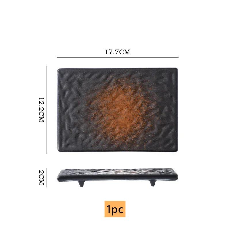 

Керамическая тарелка для суши в японском стиле, ресторанная прямоугольная обеденная тарелка, плоская тарелка для барбекю, домашняя посуда, кухонные аксессуары