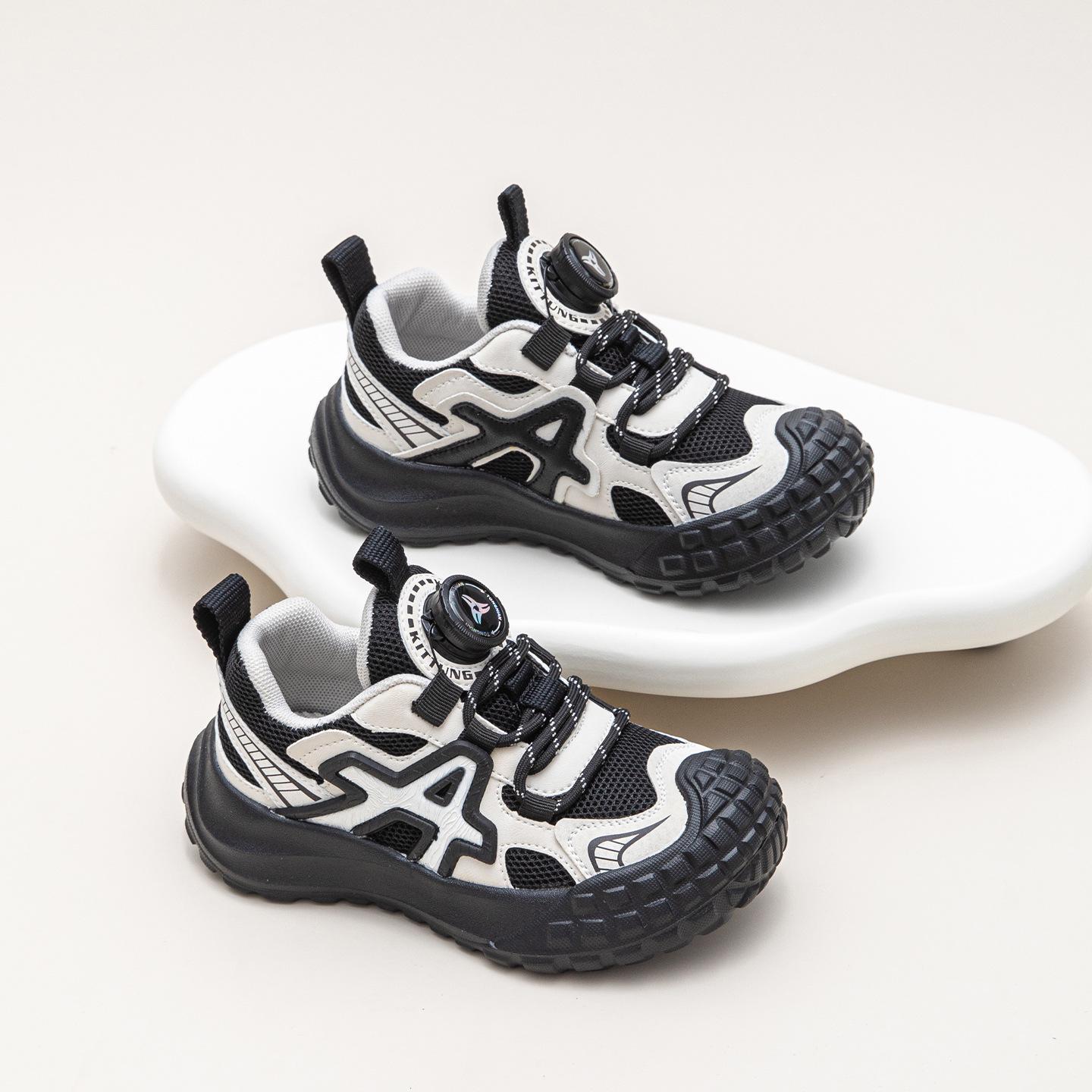 

Boys 2025 Fall Breathable Mesh Sneakers with Rotating Buckle for Kids Size 34, Inside 21.7cm