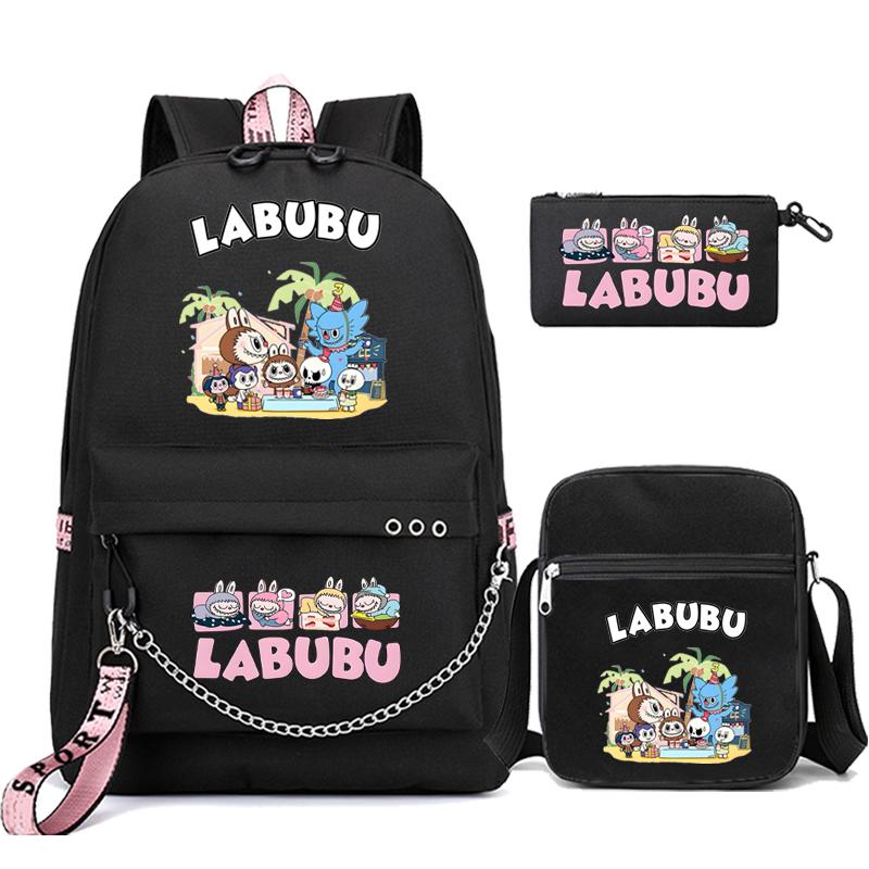 3Pcs/set Cute Printed Backpack Shoulder Bag Pencil Bag Children Girl Mokoko Schoolbag Student Kawaii Bookbag Travel Bag