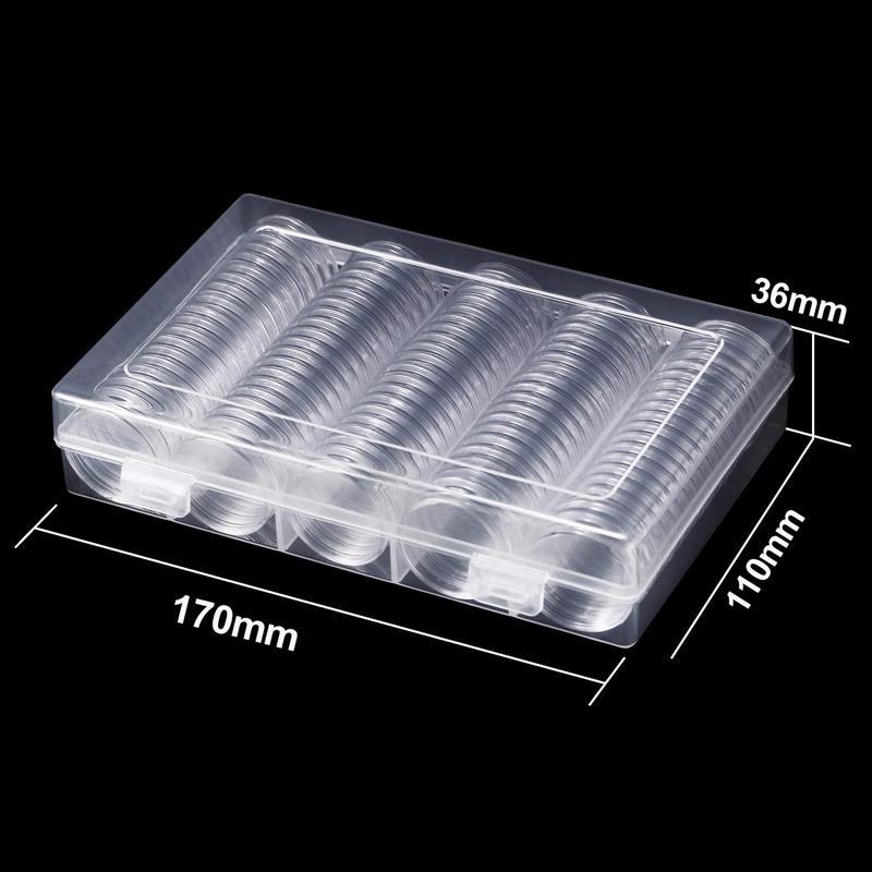 Cost-Effective 18mm//21mm//25mm//27mm//30mm DTT 100PCS Coin Holder Case Wooden Storage Box Round Coin Capsules Acrylic Plastic Coin Display Case Organizer Protection Container for Collectors