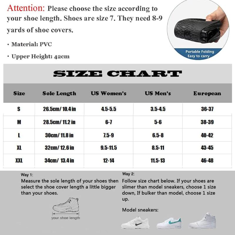 Black Reusable Foldable Rain Shoe Covers (1 Pair)Non-Slip, with Reflector Zipper Ideal for Cycling,Motorcycle for Women & Men.