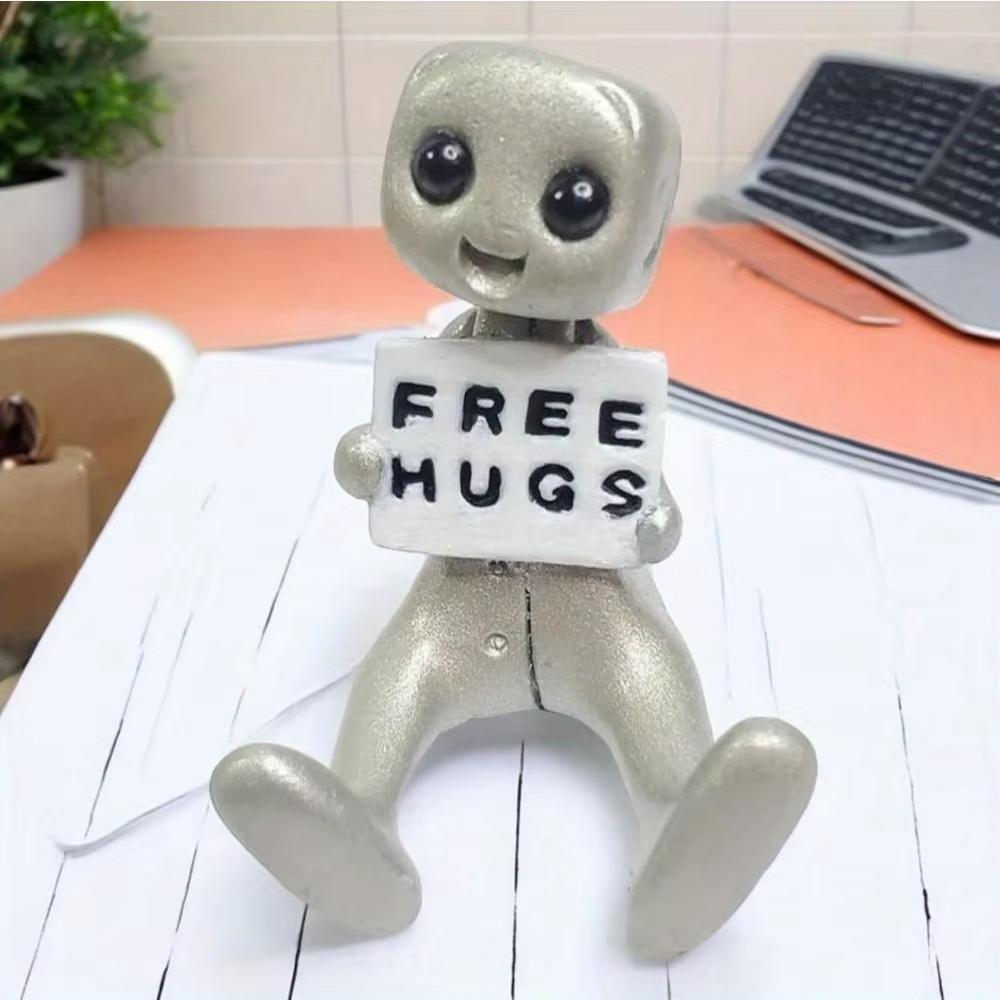 A Type Your Anxiety Is A Lying Hoe Robot Cute Tiny Figure Mental Health Resin Desk Ornament Children's Toy Gifts