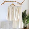 2026 Neues Damen Frühjahr/Sommer Pyjama-Set 100% Baumwolle Hanf Spitzenkragen Reine Baumwolle Langarmhose Hauskleidung Nachtwäsche