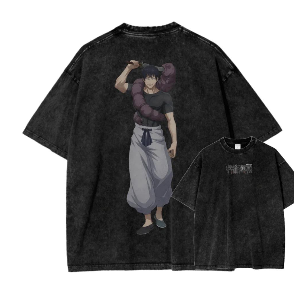 New ACID WASH TEE Jujutsu Kaisen Printed Tshirt Mens and Womens Washed Tshirt High Quality Vintage Cotton Tshirt Top