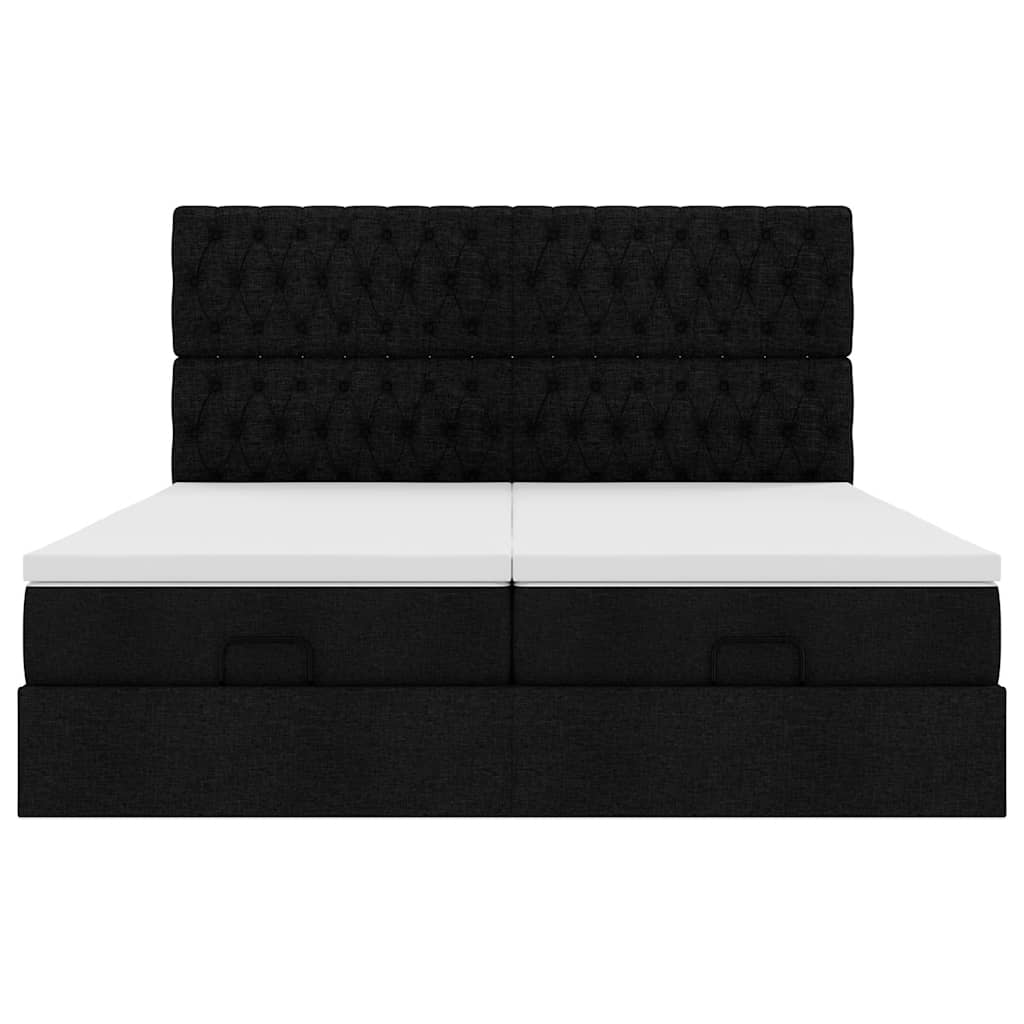 Ottoman Bed with Mattresses Black 200x200 cm Fabric