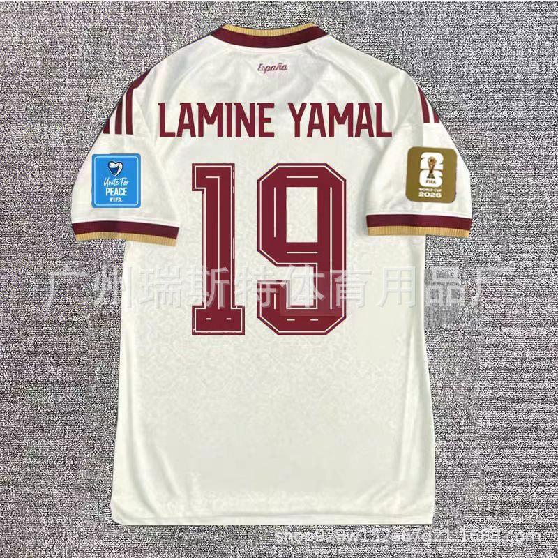 2026 Weltmeisterschaft Spanien Nationalmannschaft Heim Auswärts 19 Yamal Pedri Fan Fußballtrikot Atmungsaktiv Schnelltrocknend Sportliches Shirt Player edition xl grauweiß