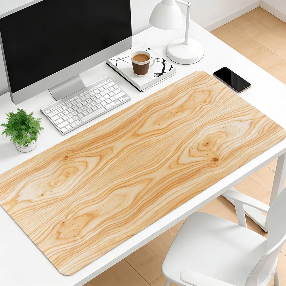 Natural Wood Grain Extended Gaming Mouse Pad Non Slip Desk Surface Rustic Vintage Wooden Texture Art Print For Computer Desktop