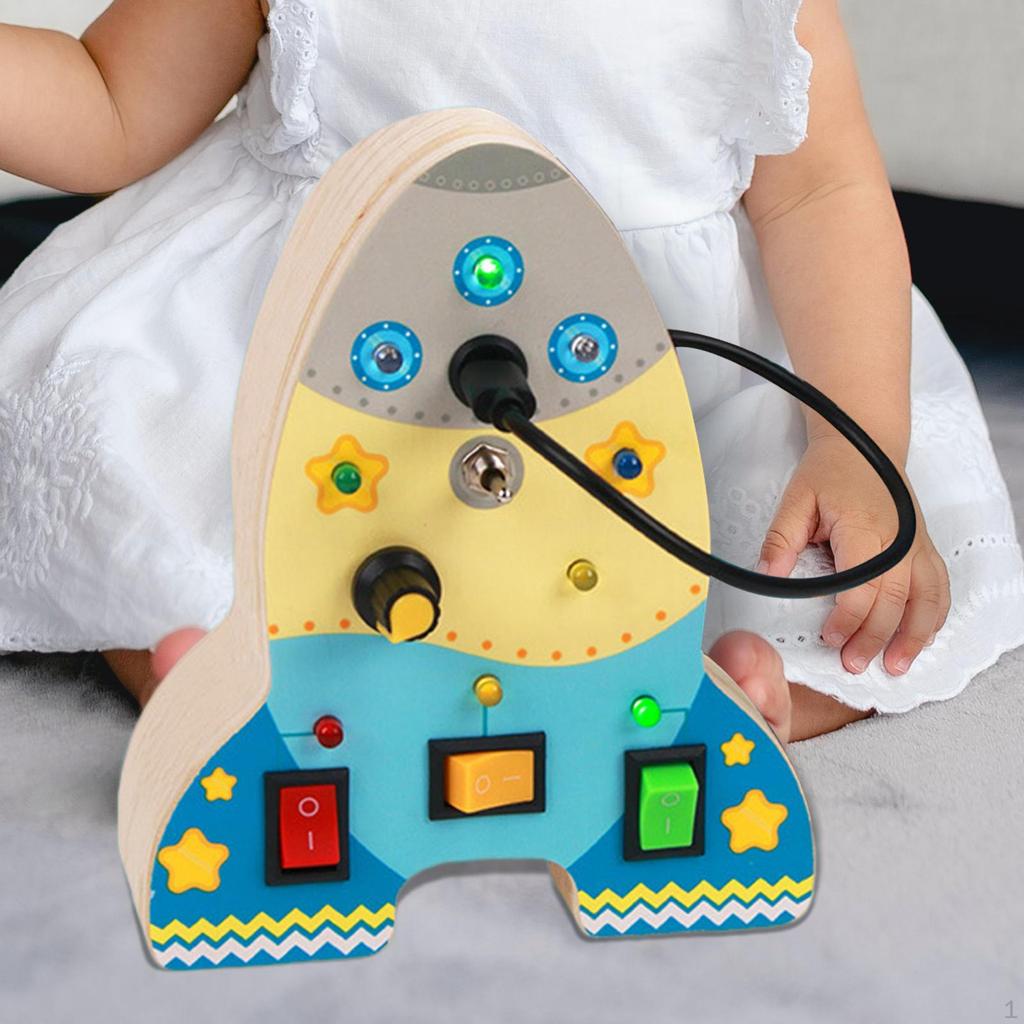 Busy Board Toy Educational Multiple Ways to Play Wooden Kids Puzzle Shape Switch