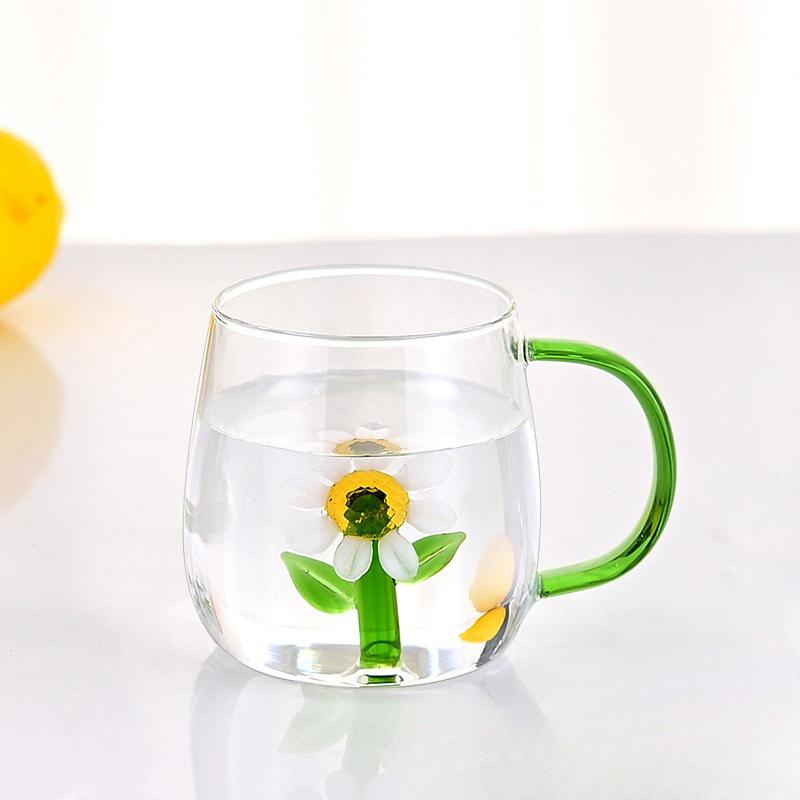 Cute 3D Shape High Borosilicate Glass Cup with Handle for Milk & Juice