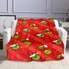 "Grinch Santa Christmas Red Blanket" Patterned flannel blanket perfect for the bedroom living room, sofa, or a little nap
