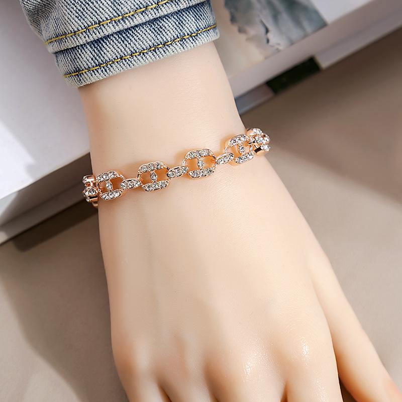 Personalized Geometric Diamond Bracelet Fashion Roman Style Full Diamond Bracelet Everything Temperament Bracelet