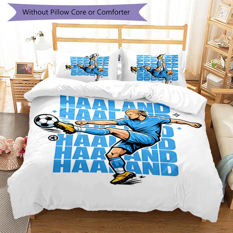 3pcs Haaland Pattern Bedding Set Duvet Cover Set Includes Duvet Cover &pillowcases,perfect All Season Bedroom Decoration&gift