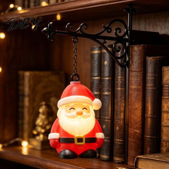 Portable Desk Lamp for Readers Christmas Bookshelf Lamp, Nook Light with Warm LED Nightlight, 3D Printed Shade, Sturdy Iron Book Vintage Hidden Metal