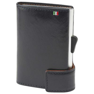 Kartenhalter aus italienischem Leder und Aluminium [Golbe] (Marine)