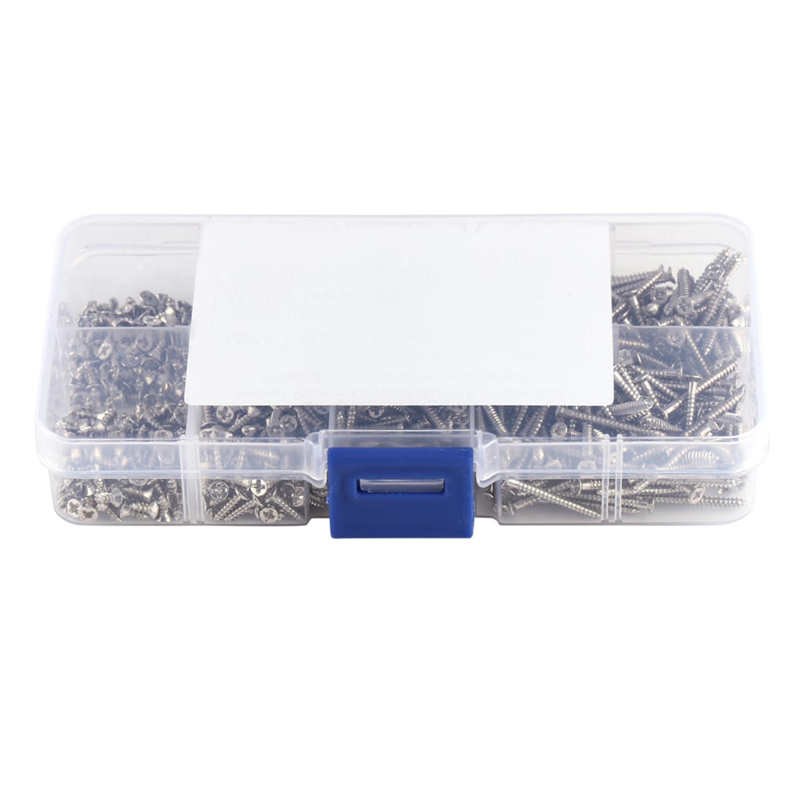 

800 шт. Гвинти саморізи з плоскою головкою та хрестоподібним шліцем M2, кріплення для деревообробки з коробкою