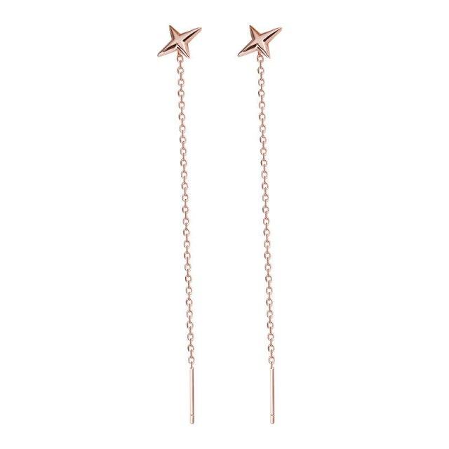 

Серьги из стерлингового серебра 925 пробы с четырехконечной звездой для женщин, темпераментная цепочка с кисточками для ушей, ювелирные изделия для подруги, Aretes De Mujer