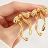 Fashion Golden Plated Bowknot Stud Earrings, Bohemian Irregular Design Women's Statement Earrings, Trendy Jewelry Accessories