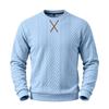 Men's Geometric Jacquard Textured Crew Neck Sweatshirt, Long Sleeve X Stitch Decor Casual Pullover Top for Daily Wear
