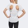 Adidas Casual Sports Running Backless Round Neck Short Sleeve T-Shirt Women Tops White DQ3142