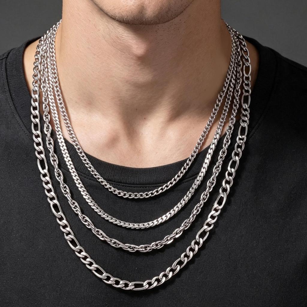 Men's Stainless Steel Cuban Chain Necklace - Versatile Fashion Accessory
