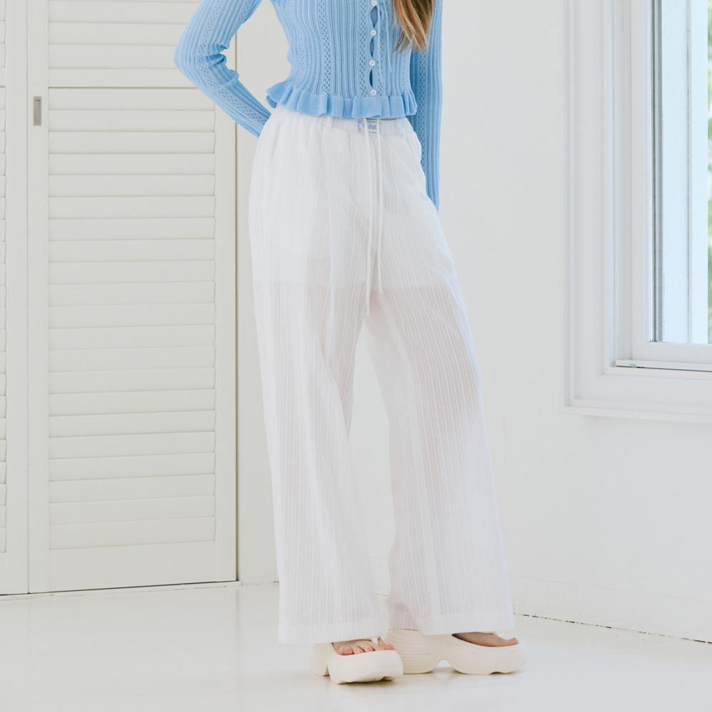 Egoiseuteu [Blue Label] Lace Elastic Waist Wide Pants Es2Opt14