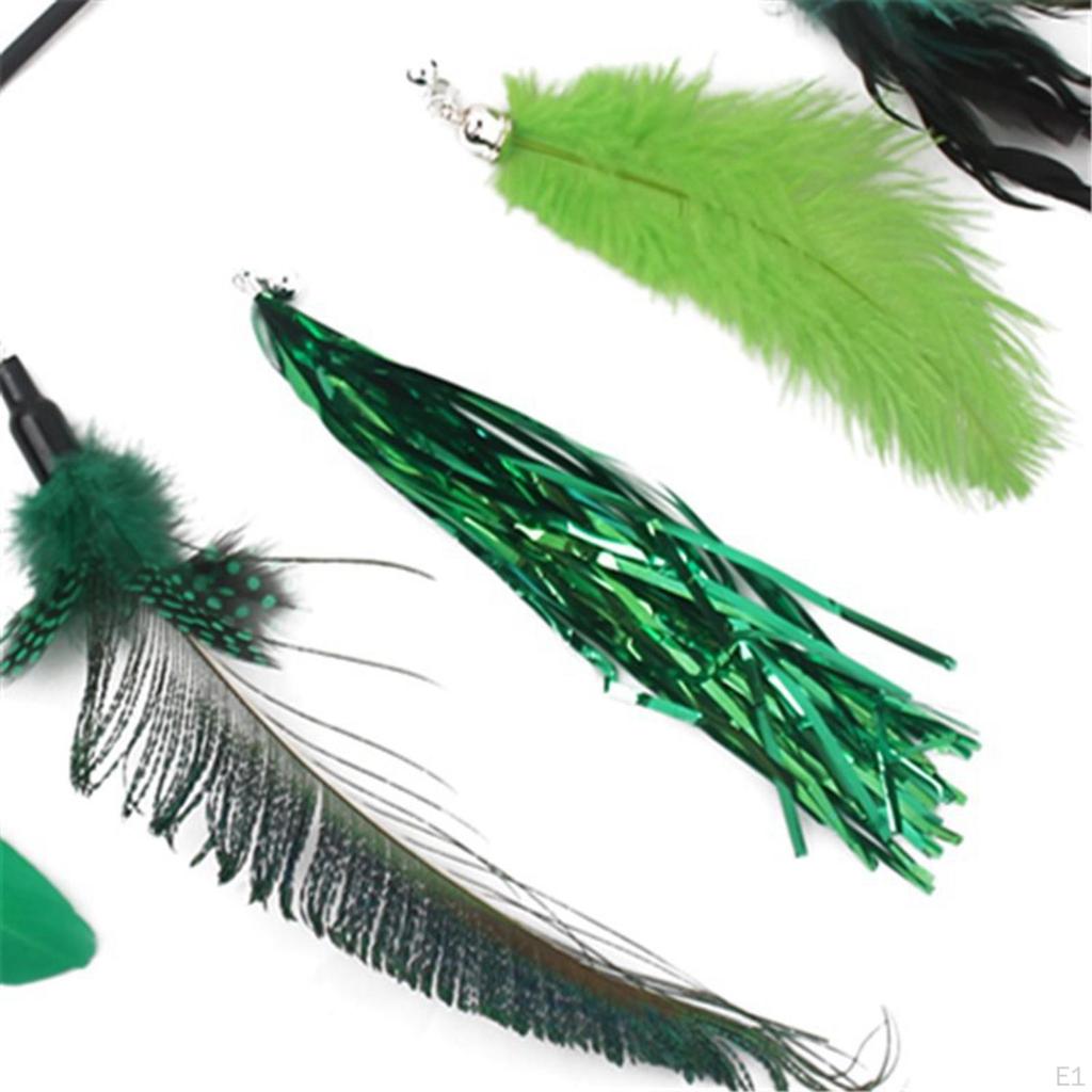 Cat Feather Toy Set Telescopic Rod Playing Faux Having Fun Exerciser Teaser Toys with 7Pcs
