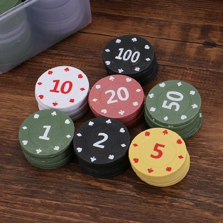 100Pcs Casino Poker Chip with Case Roulettes Game Bingo Chip Plastic Counting Counters Poker Chip Kids Teaching Reward